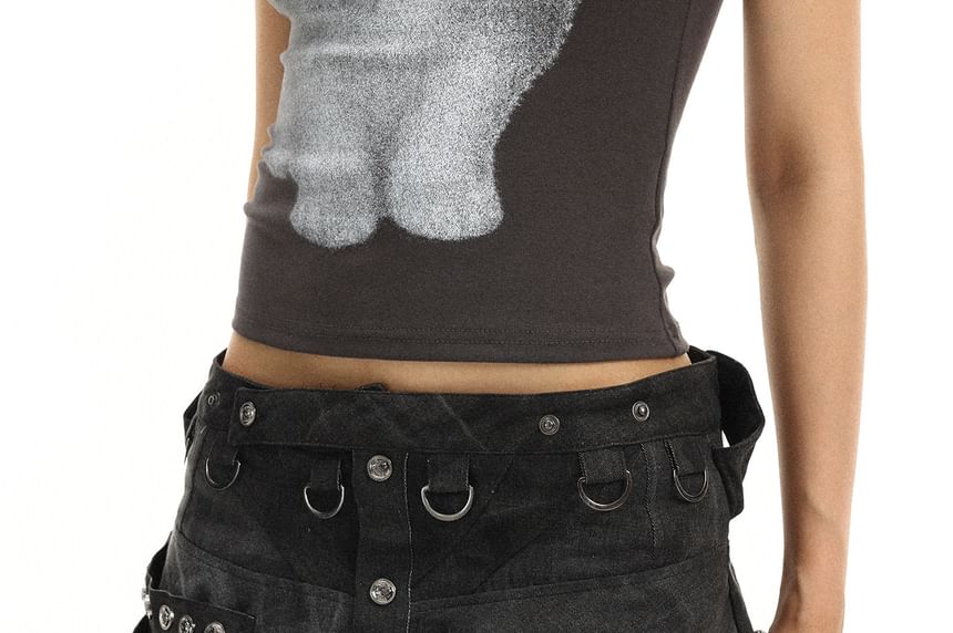 Mid Rise Plain Button Detail Mini A-Line Skirt