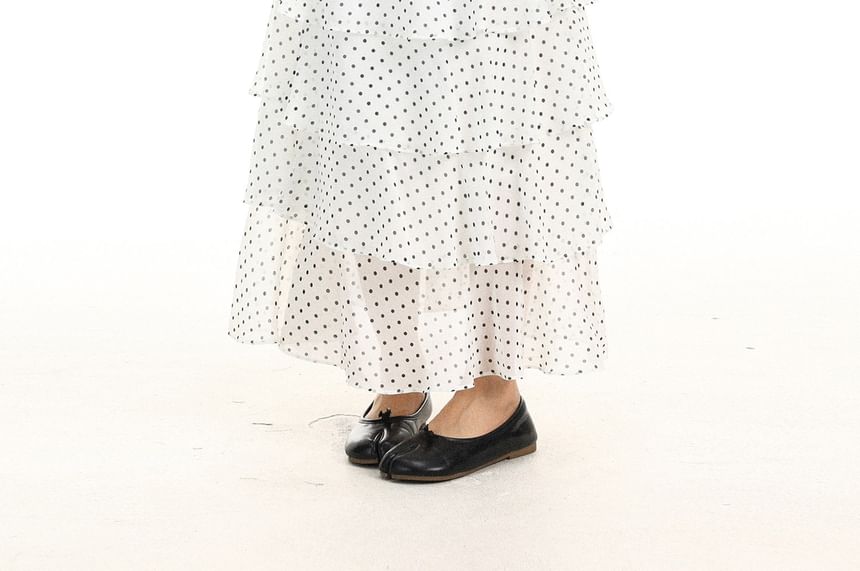 Mid Rise Dotted Maxi Tiered Skirt
