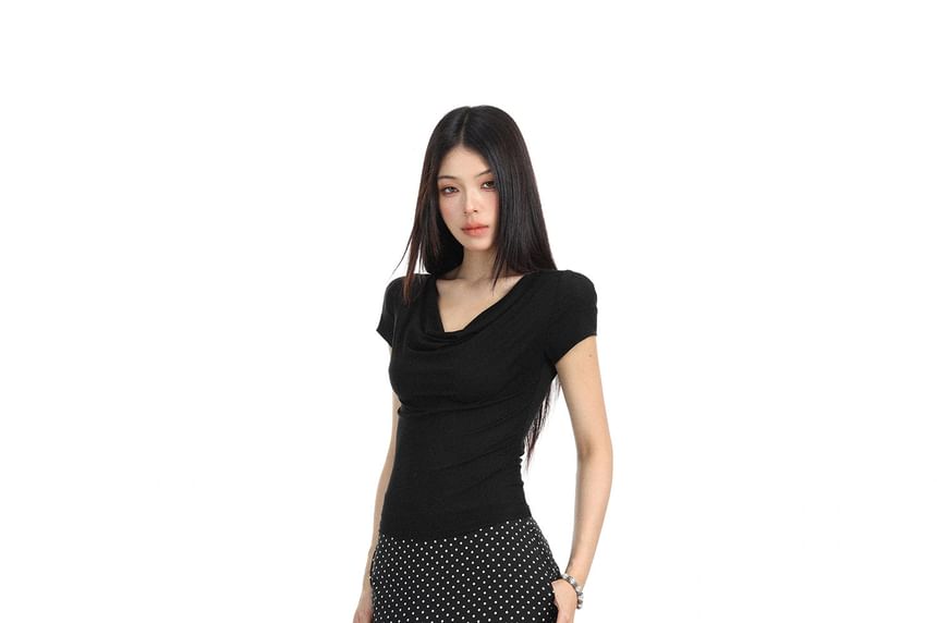 Mid Rise Dotted A-Line Skirt