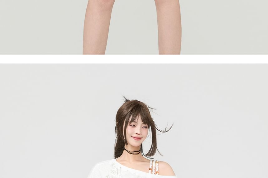 Elbow Sleeve Off Shoulder Top & Mini Pleated Skort