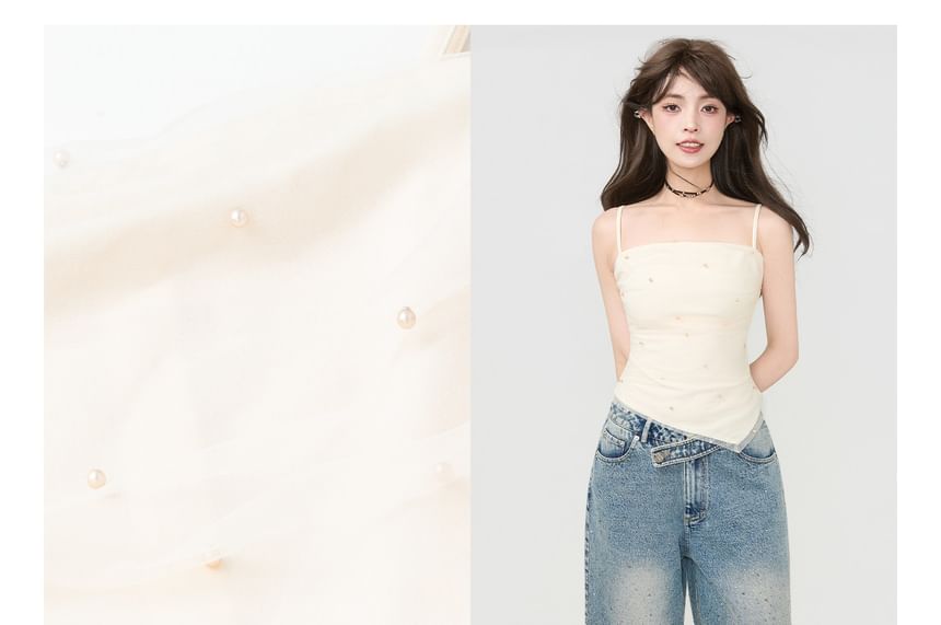 Sheer Overlay Asymmetrical Camisole Top