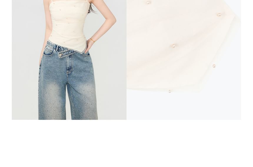 Sheer Overlay Asymmetrical Camisole Top