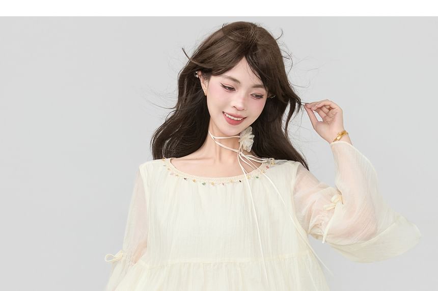 Sheer Long Sleeve Top & Maxi A-Line Skirt