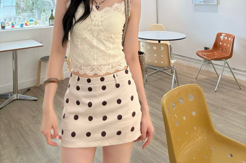 Mid Rise Dotted Mini Pencil Skirt