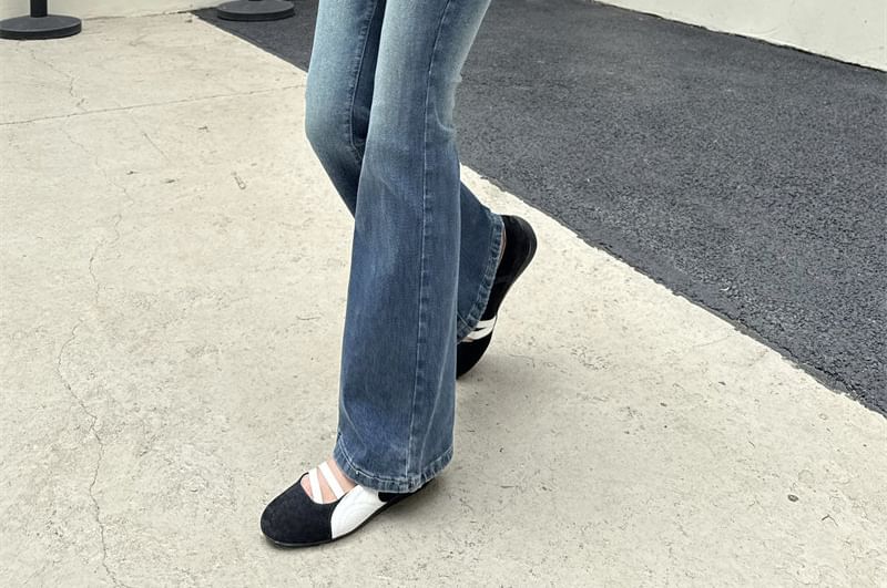 High Waist Skirt Overlay Washed Flared Jeans