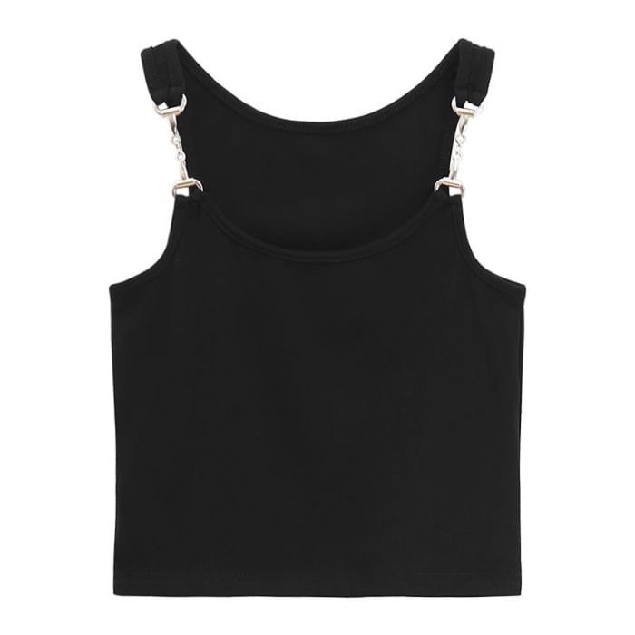 Scoop Neck Padded Tank Top with Horsebit