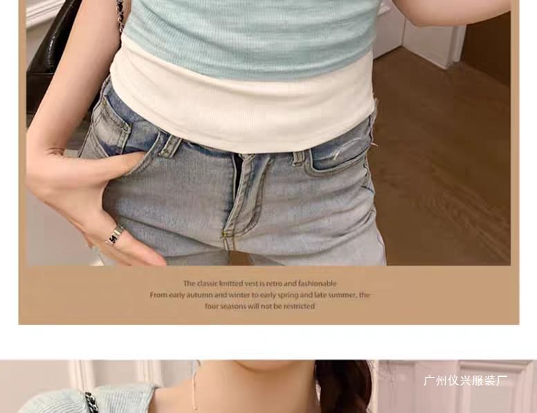 Mock Two Piece Button Detail Top Short Sleeve