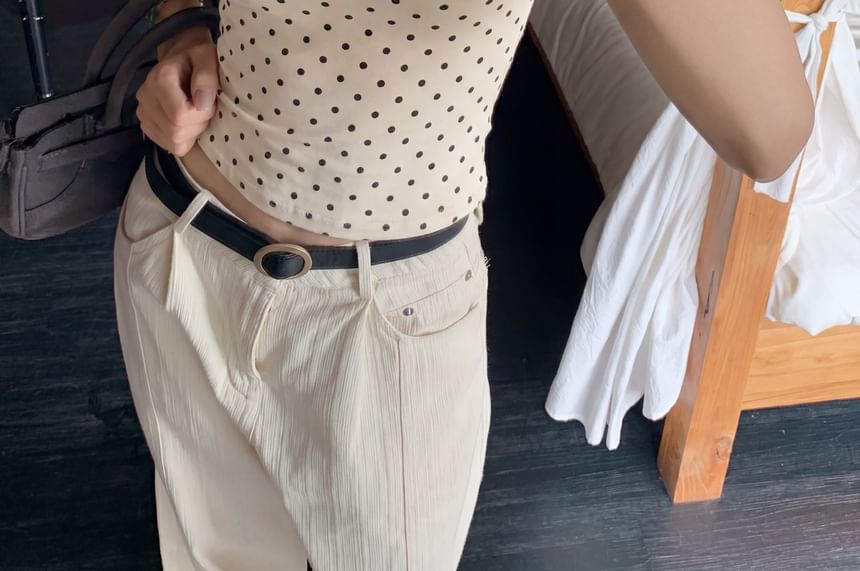 Polka Dot V-Neck Cropped Tee