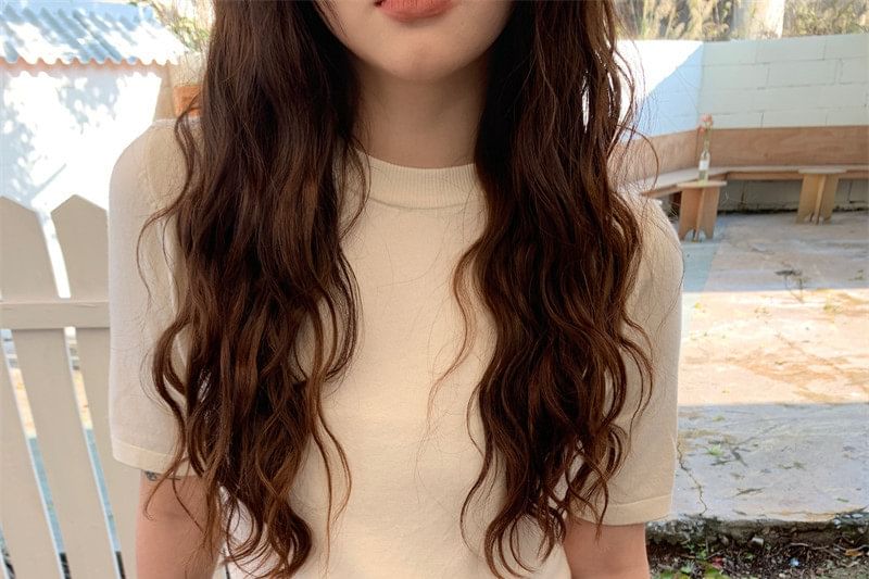 Crew Neck Knit Short Sleeve Blouse