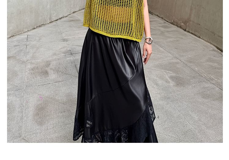 Sleeveless Round Neck Open Knit Top