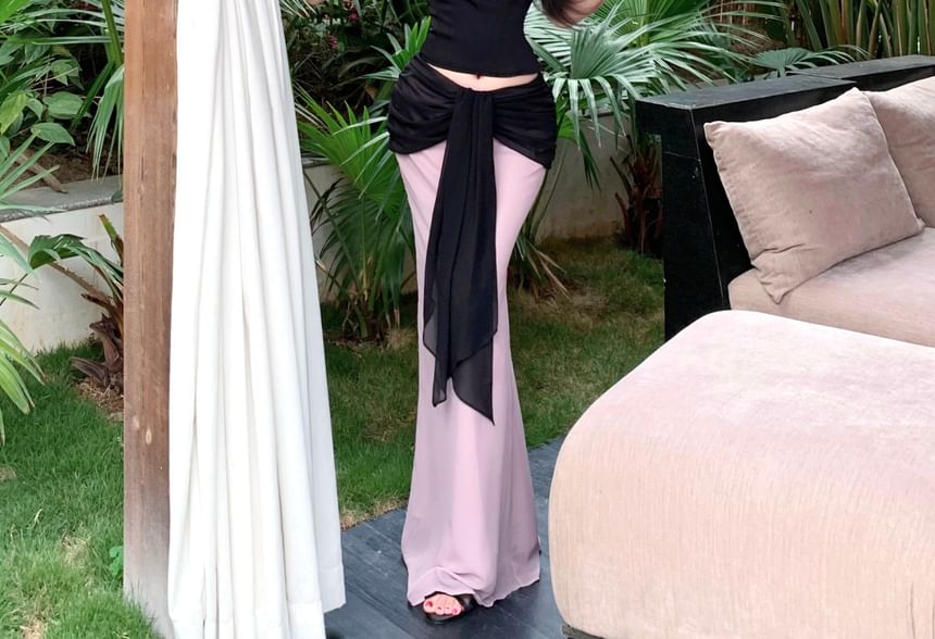 Sweetheart Neckline Crop Tube & Mermaid Skirt Set