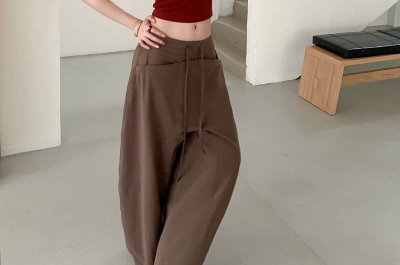 V-Neck Halter Buckled Open Back Crop Top