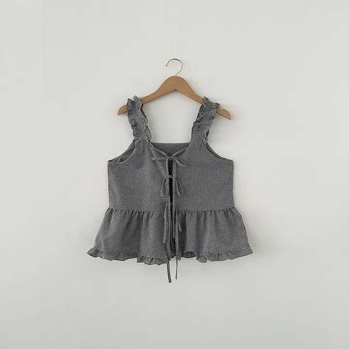 Sleeveless Square Neck Tie Front Ruffle Camisole Top