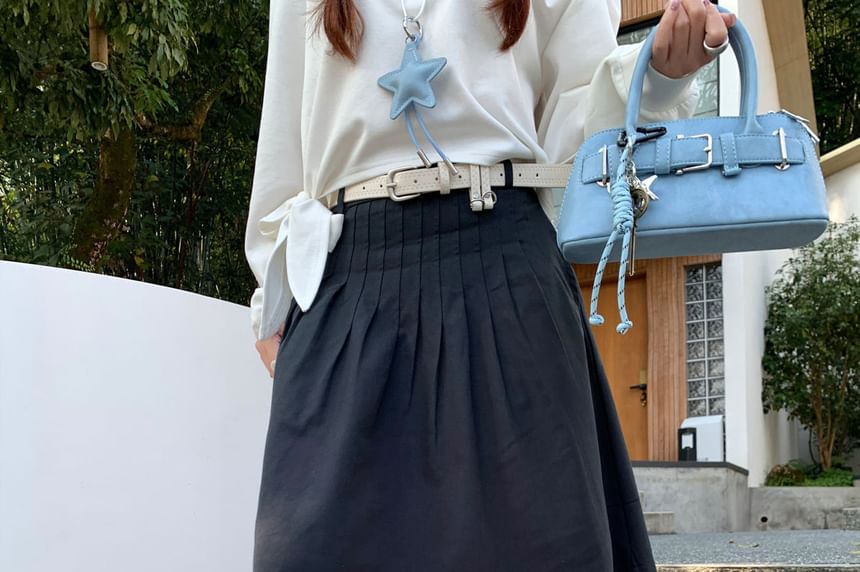 High Waist Plain Pleated A-Line Skirt
