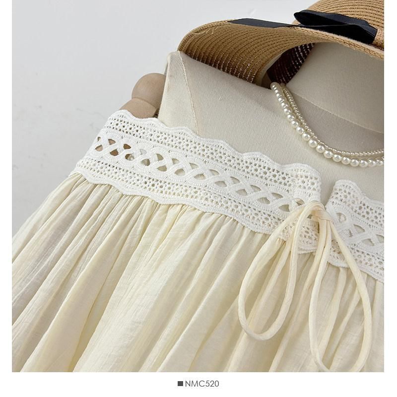 Set: Long-Sleeve Off Shoulder Perforated Blouse + High Waist Midi Skirt