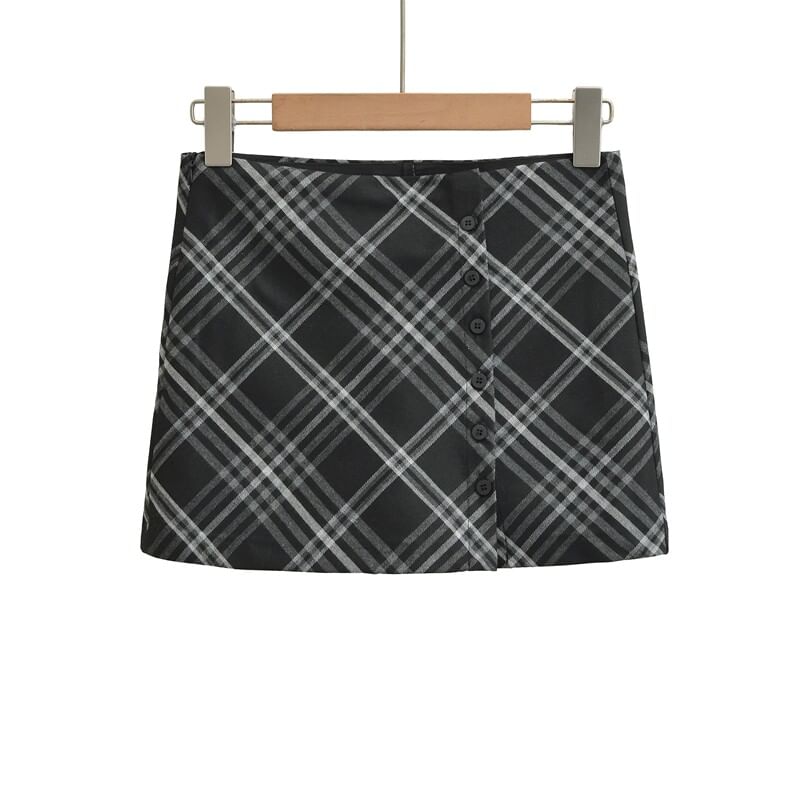 High Waist Button Up Mini A-Line Skirt
