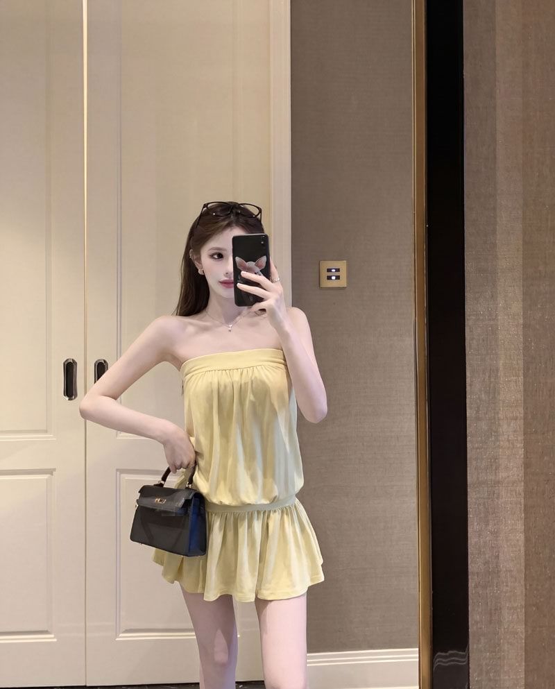 Set: Plain Tube Top + Mini A-Line Skirt