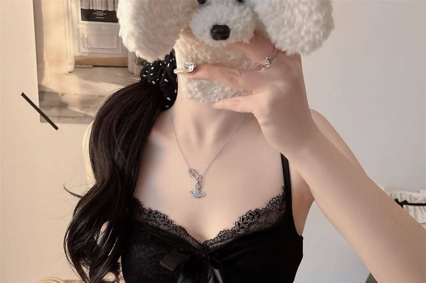 V-Neck Lace Panel Padded Crop Camisole Top