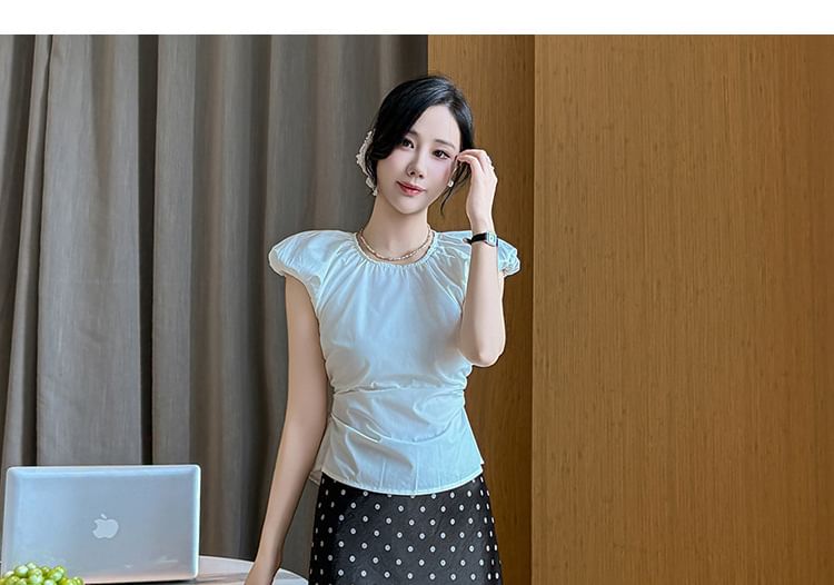 Mid Rise Dotted Slit Maxi A-Line Skirt