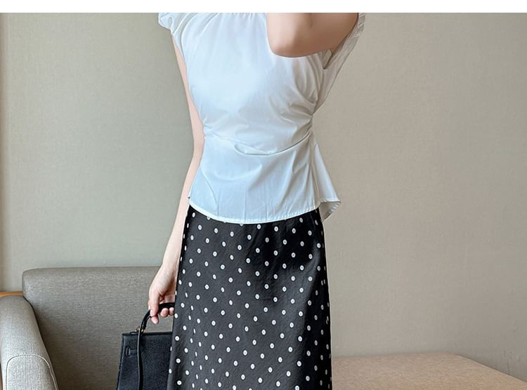 Mid Rise Dotted Slit Maxi A-Line Skirt