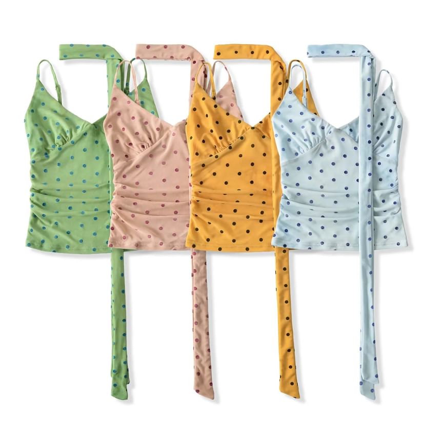 Polka Dot Camisole Top with Twilly Scarf Set
