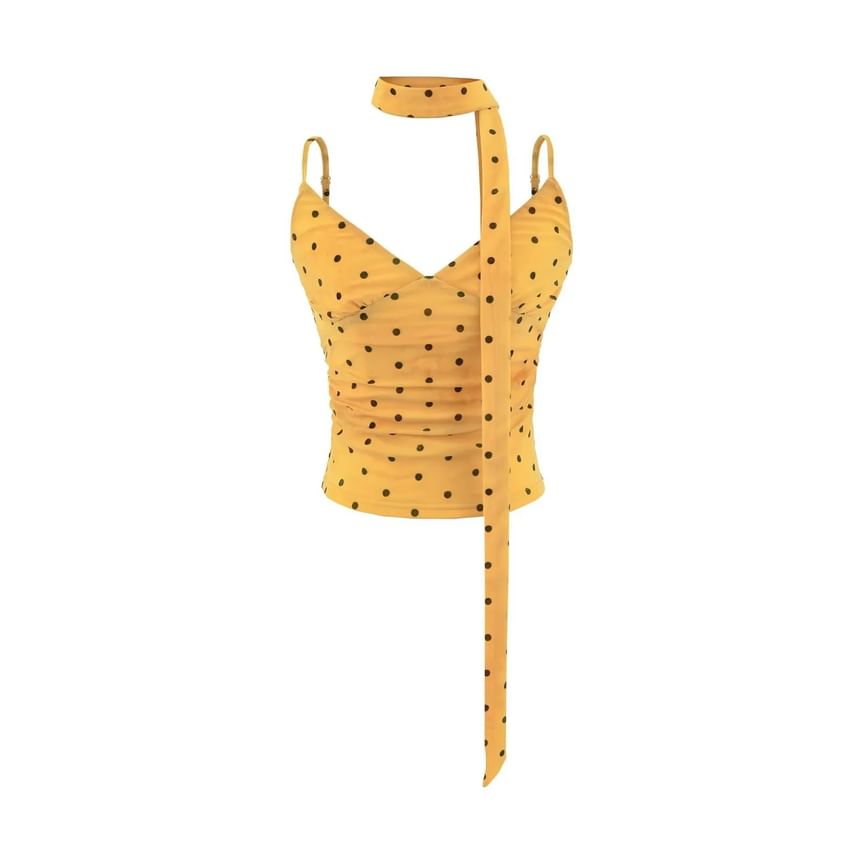 Polka Dot Camisole Top with Twilly Scarf Set