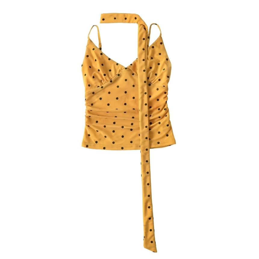 Polka Dot Camisole Top with Twilly Scarf Set