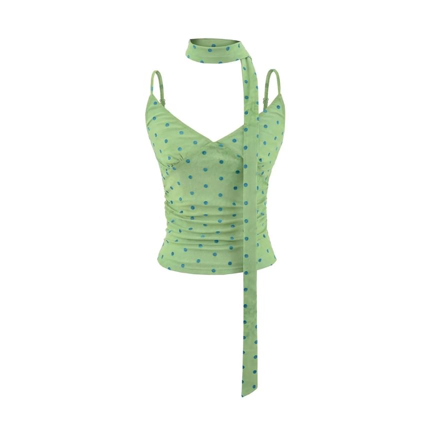 Polka Dot Camisole Top with Twilly Scarf Set