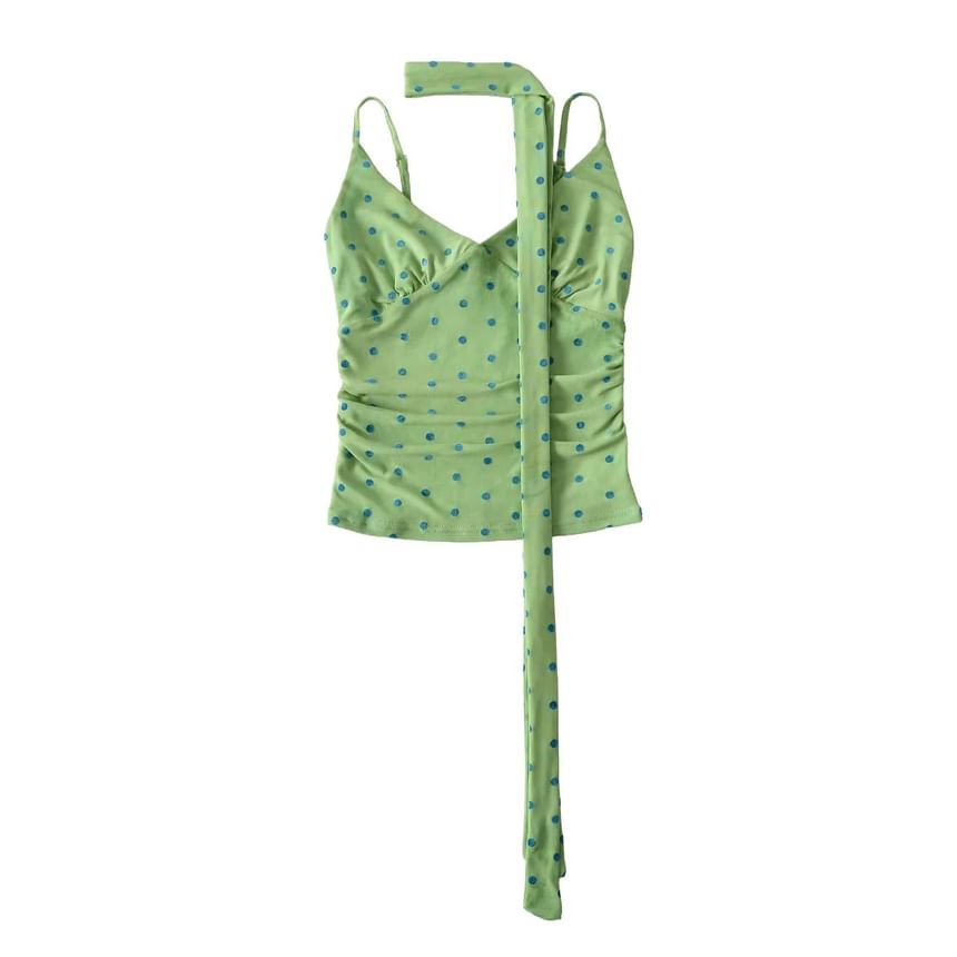Polka Dot Camisole Top with Twilly Scarf Set