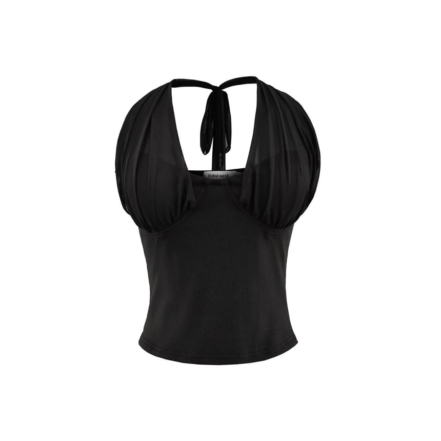 Halter Neck Crop Top in Solid Color for Women