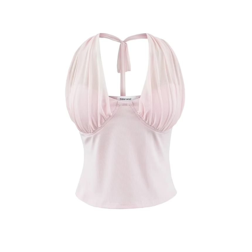 Halter Neck Crop Top in Solid Color for Women