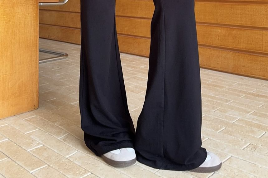 Mid Rise Plain Inset Drawstring Skirt Bootcut Pants