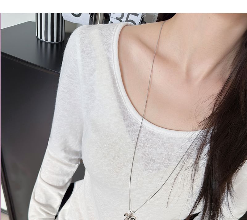 Asymmetrical Crewneck T-Shirt with Long Sleeves