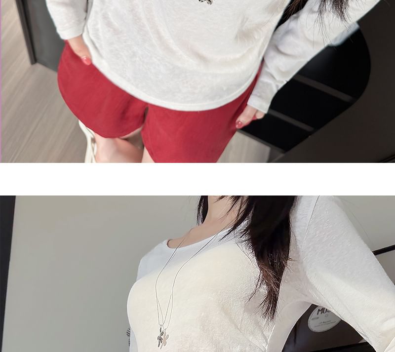 Asymmetrical Crewneck T-Shirt with Long Sleeves
