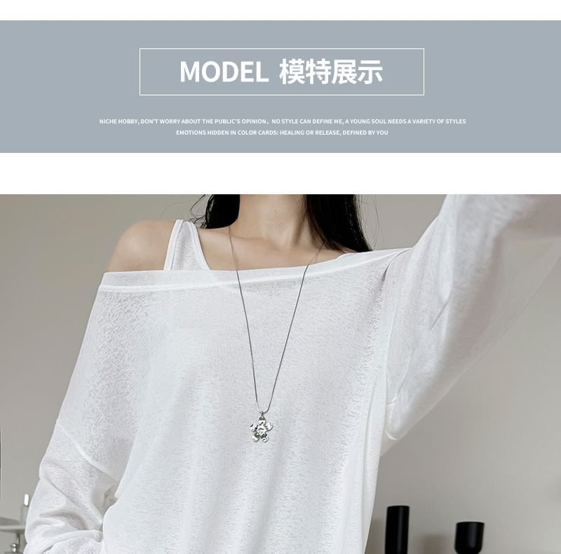 Off Shoulder Long Sleeve T-Shirt and Sleeveless Top Set