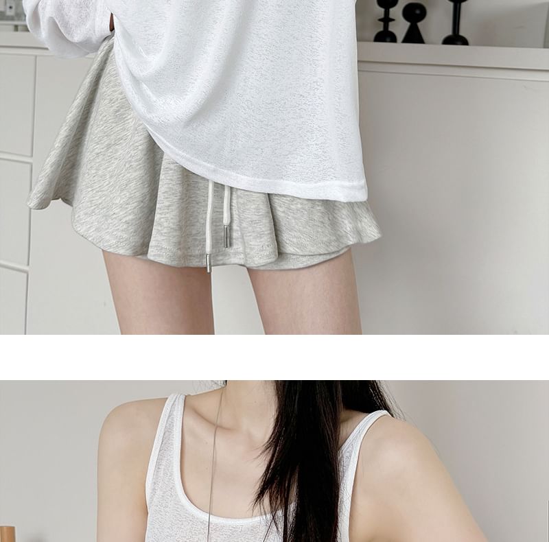 Off Shoulder Long Sleeve T-Shirt and Sleeveless Top Set