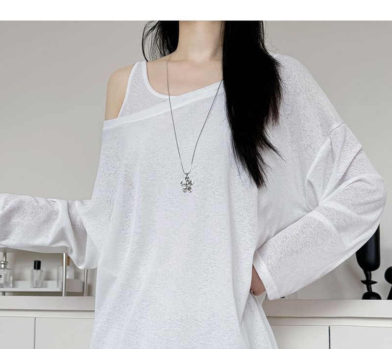Off Shoulder Long Sleeve T-Shirt and Sleeveless Top Set