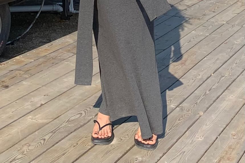 High Waist Tie Waist Plain Maxi Skirt