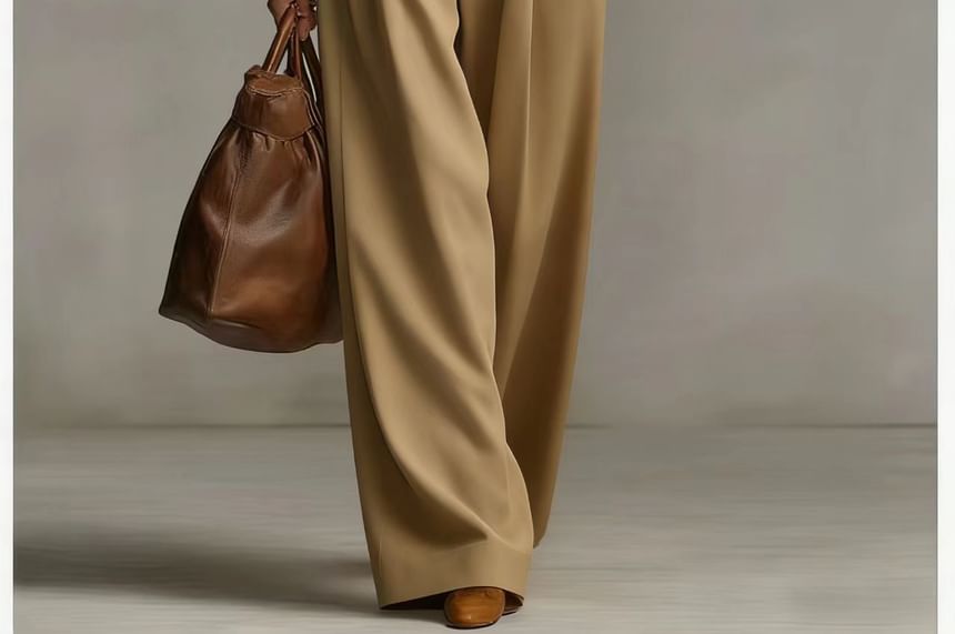 Collared Shirt and Wide Leg Pants Set for Women