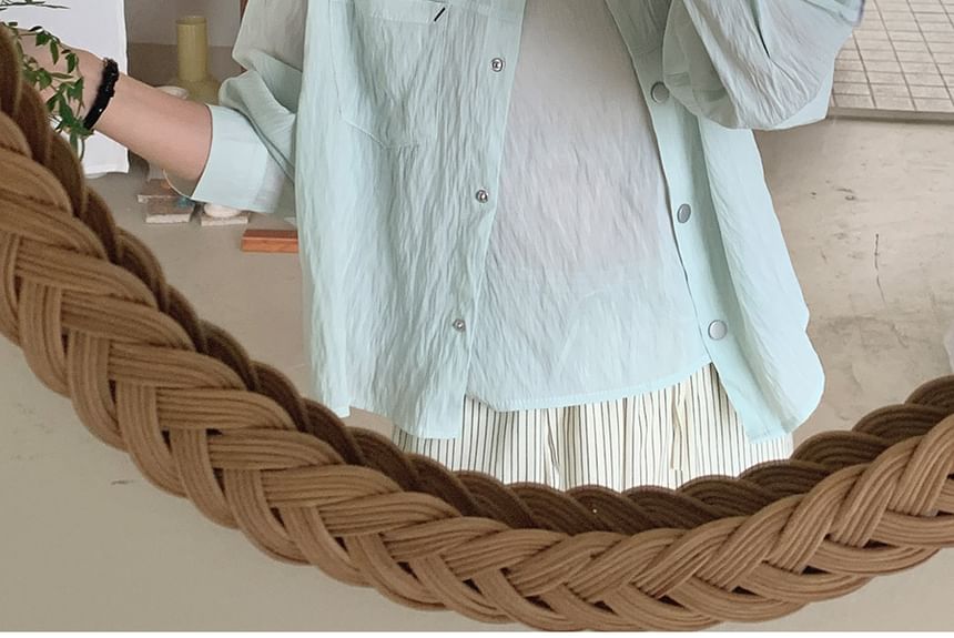 Coordinated Set: Long Sleeve Collared Shirt and Camisole