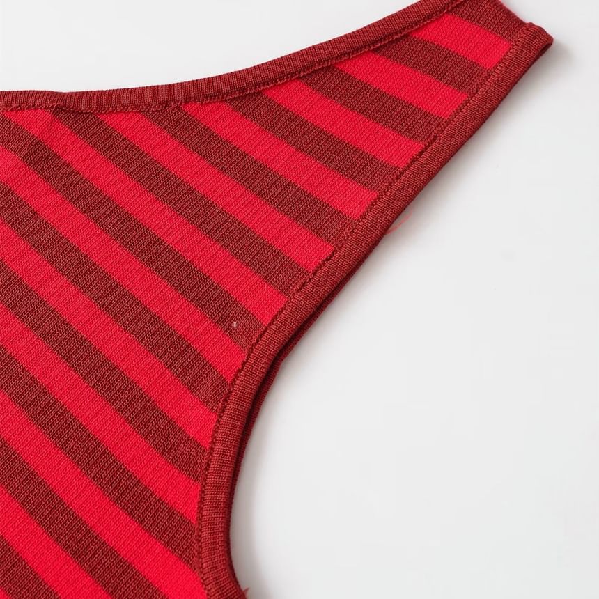 Asymmetrical Striped Tank with Single Shoulder Design