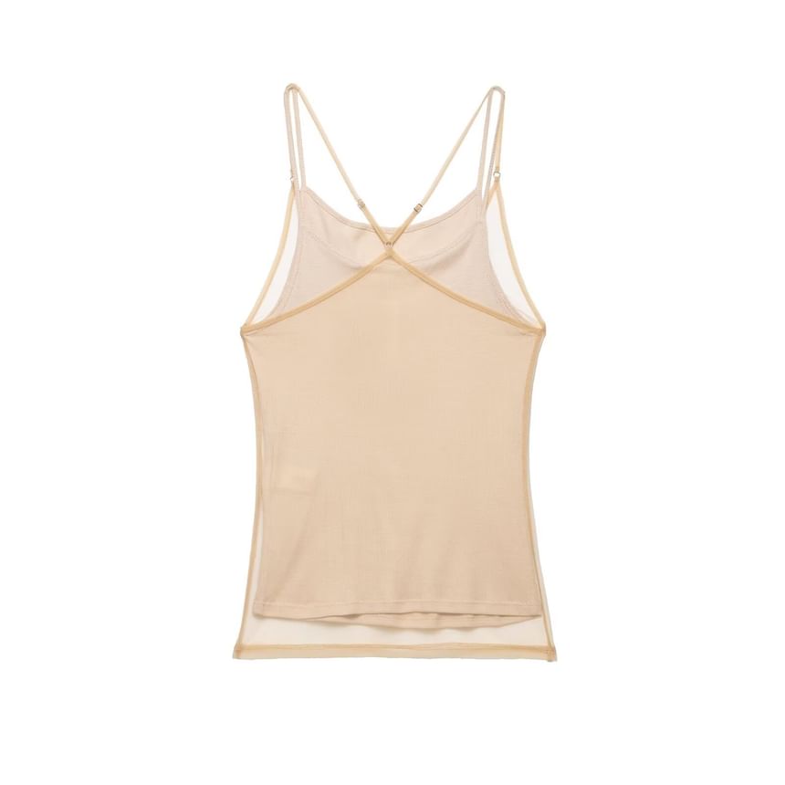 Mock Two-Piece Camisole with Scoop Neck and Spaghetti Straps