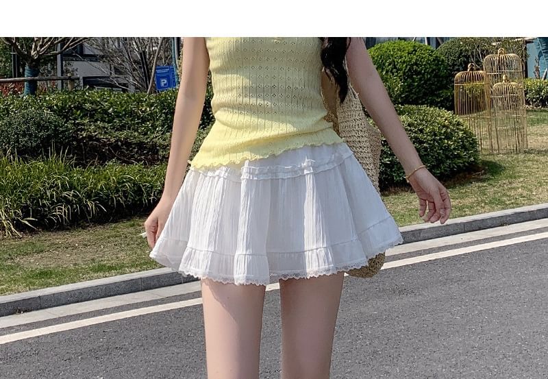 Mid Waist Plain Mini A-Line Skirt