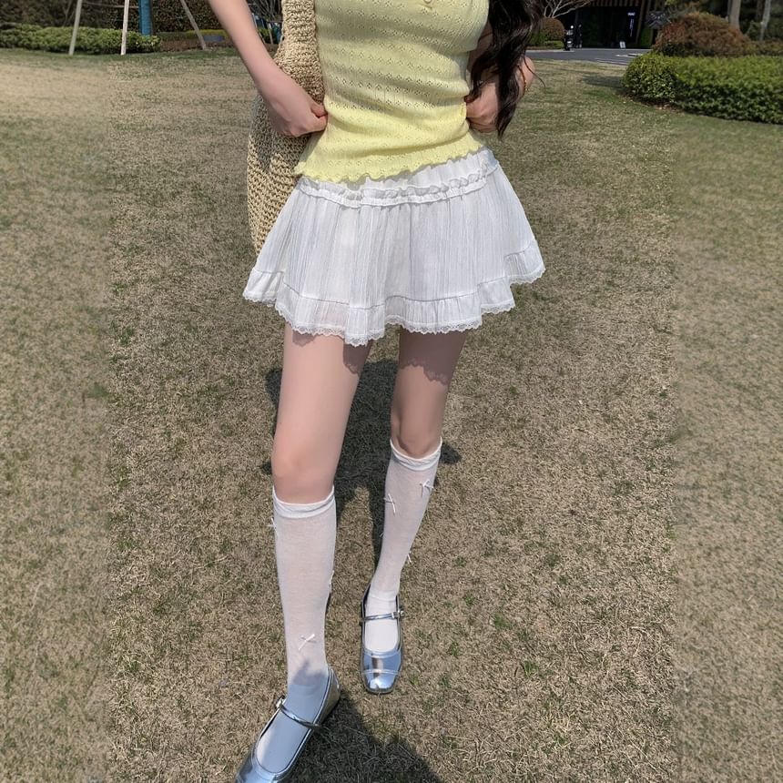 Mid Waist Plain Mini A-Line Skirt