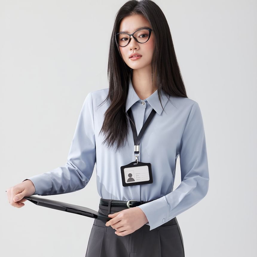 Long Sleeve Shirt and Straight Leg Dress Pants Set