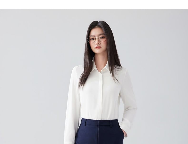 Long Sleeve Shirt and Flared Dress Pants Set for Women