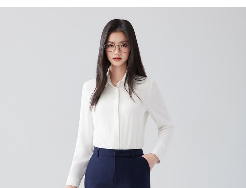 Long Sleeve Shirt and Flared Dress Pants Set for Women