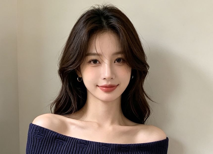 Slim Knit Crop Top with Ribbed Texture and Off-Shoulder Style