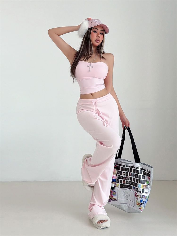 Plain Crop Tube Top with Stretch Fit