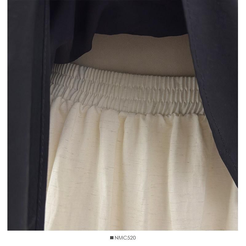 Set: Halter Plain Tie-Up Top + Elastic Waist Melange Maxi A-Line Skirt